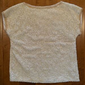 Vintage 80s Shimmering Iridescent Sequin Top- Seed Beading Boat Neck, Cap Sleeve